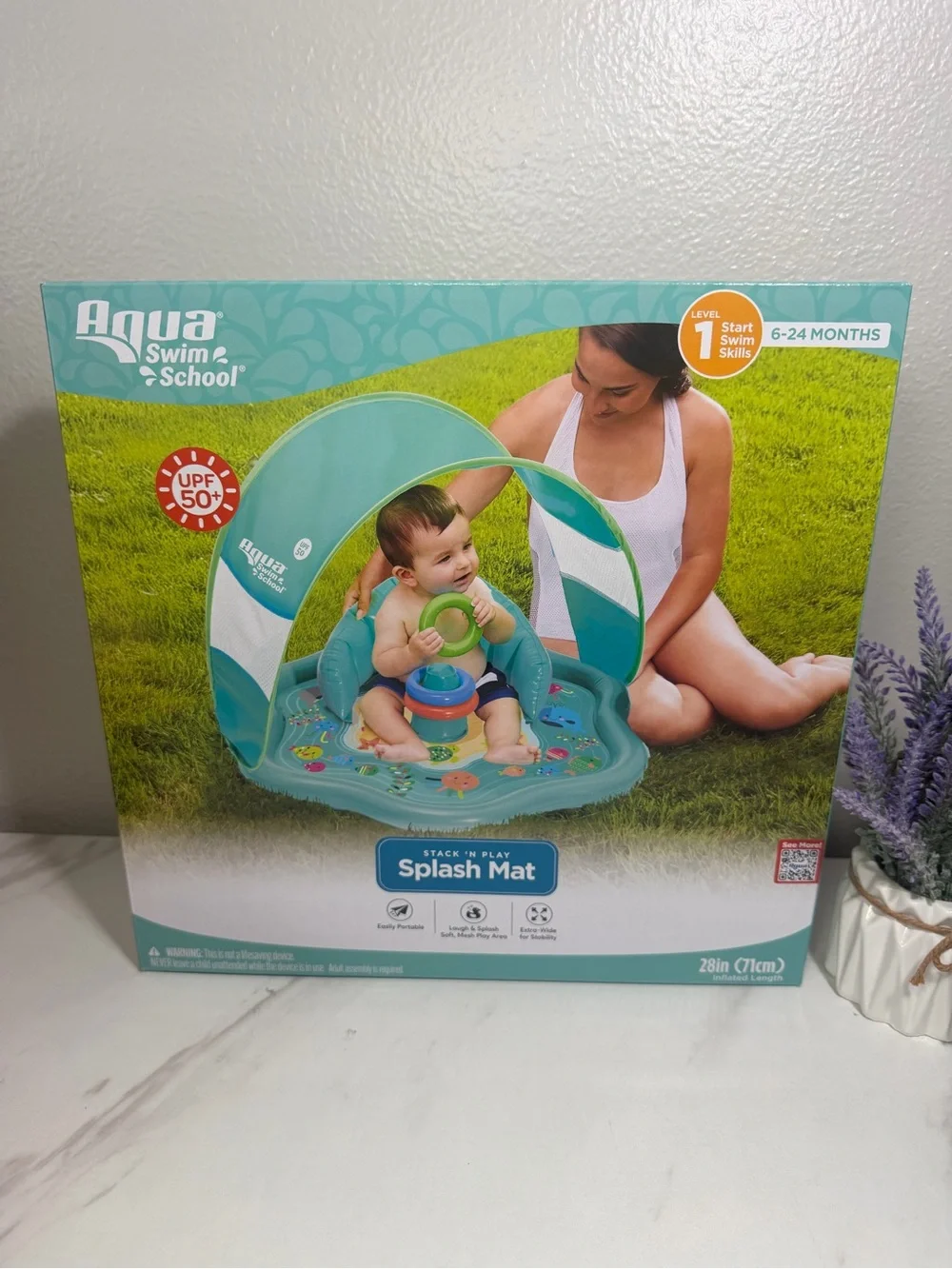 SwimSchool Stack N’ Play Baby Splash Mat w/ UPF 50+ Canopy NEW
